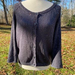 MONARI SWEATER CARDIGAN GRAY SILVER SEQUINS ITALY SIZE 6